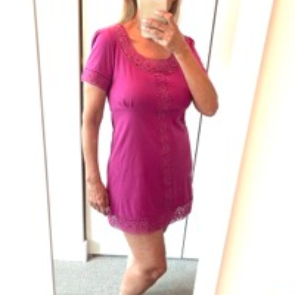 BCBG MAXAZRIA crochet cutout Mini Dress - purple/pink - size M